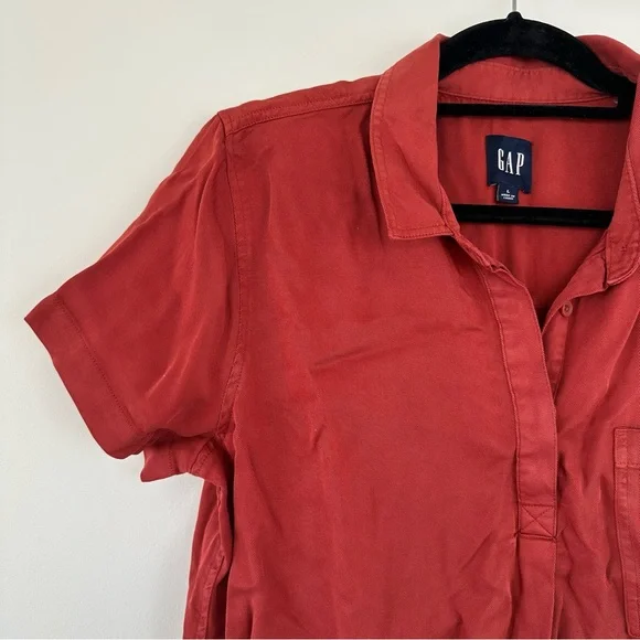 NWT GAP Chili Oil Red Midi T-Shirt Dress with Front Chest Pocket Size Large - Picture 4 of 6